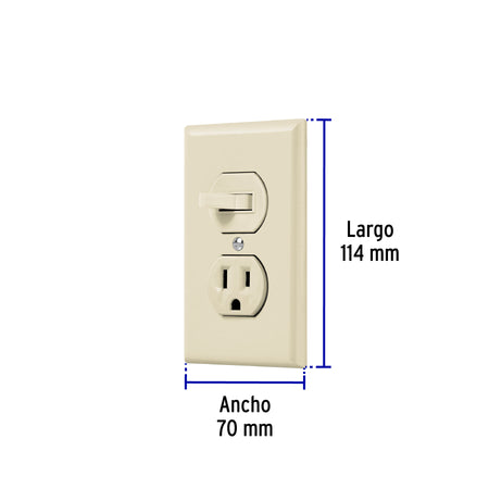 Placa armada interruptor y contacto, línea Standard, marfil