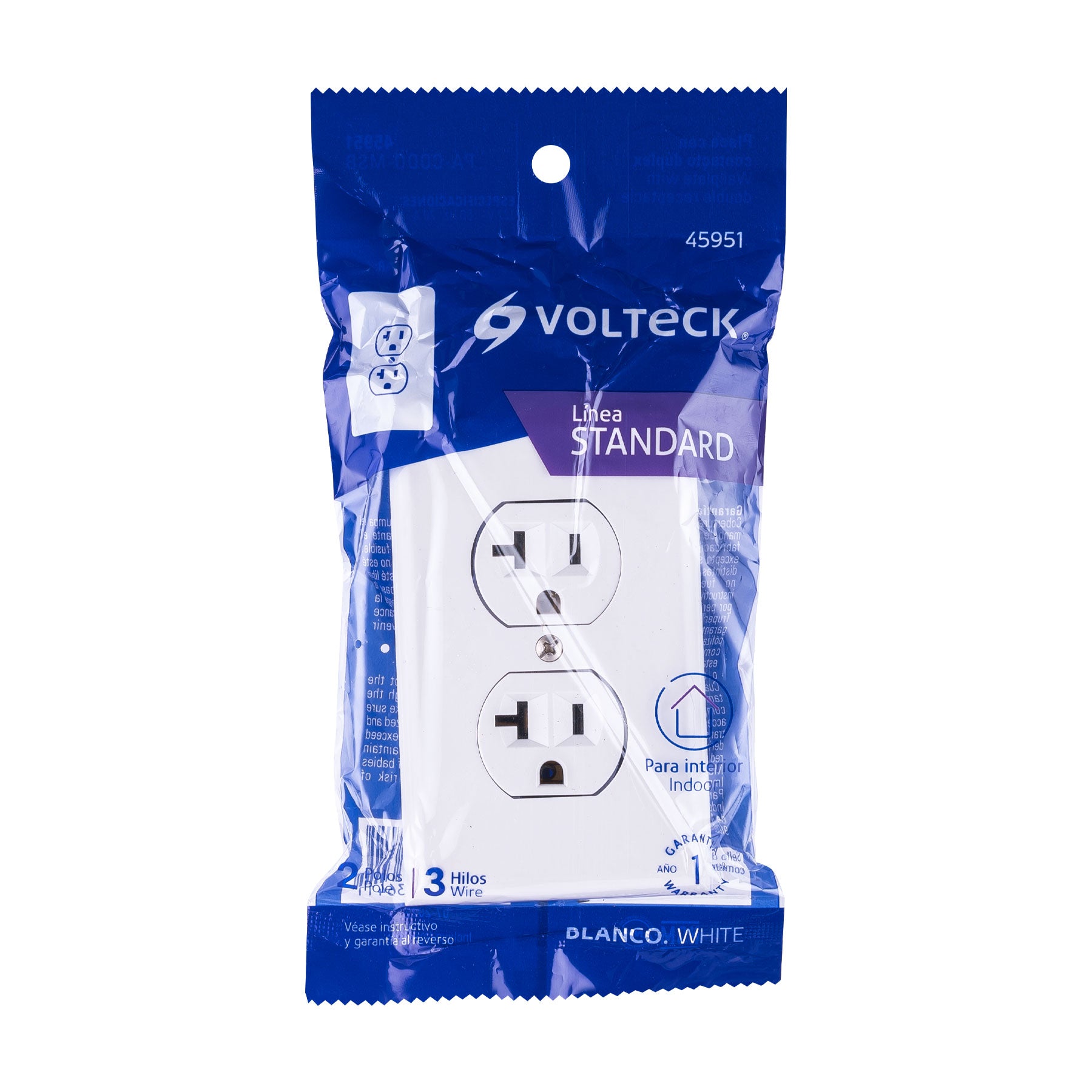 Placa armada contacto duplex2 polos linea Standard blanco