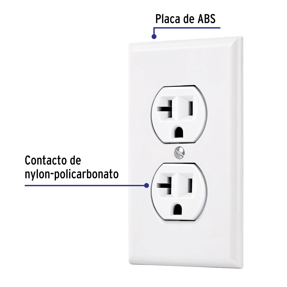 Placa armada contacto duplex2 polos linea Standard blanco