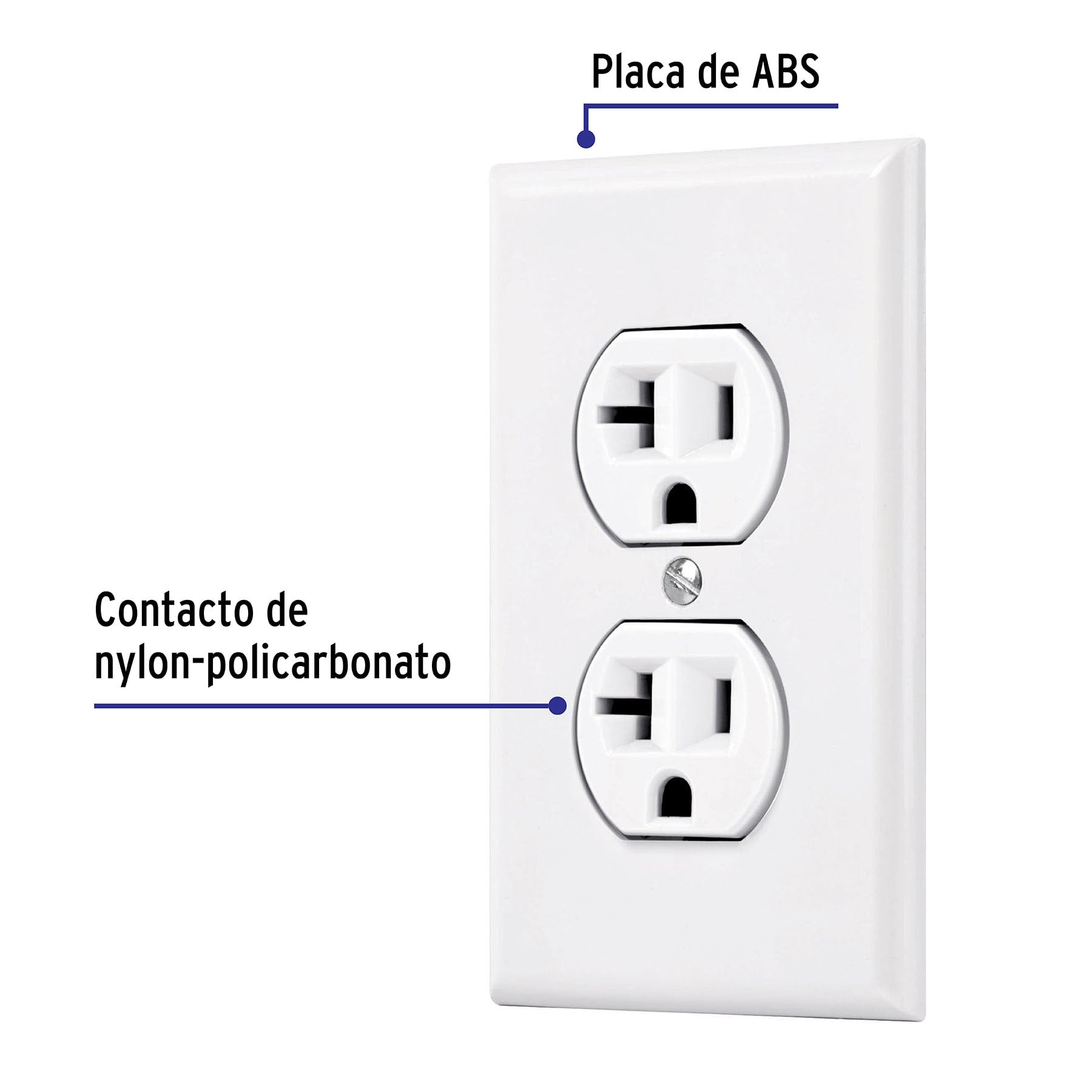Placa armada contacto duplex2 polos linea Standard blanco