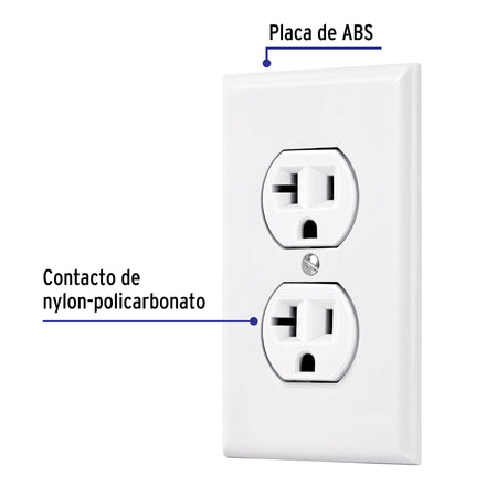 Placa armada contacto duplex2 polos linea Standard blanco