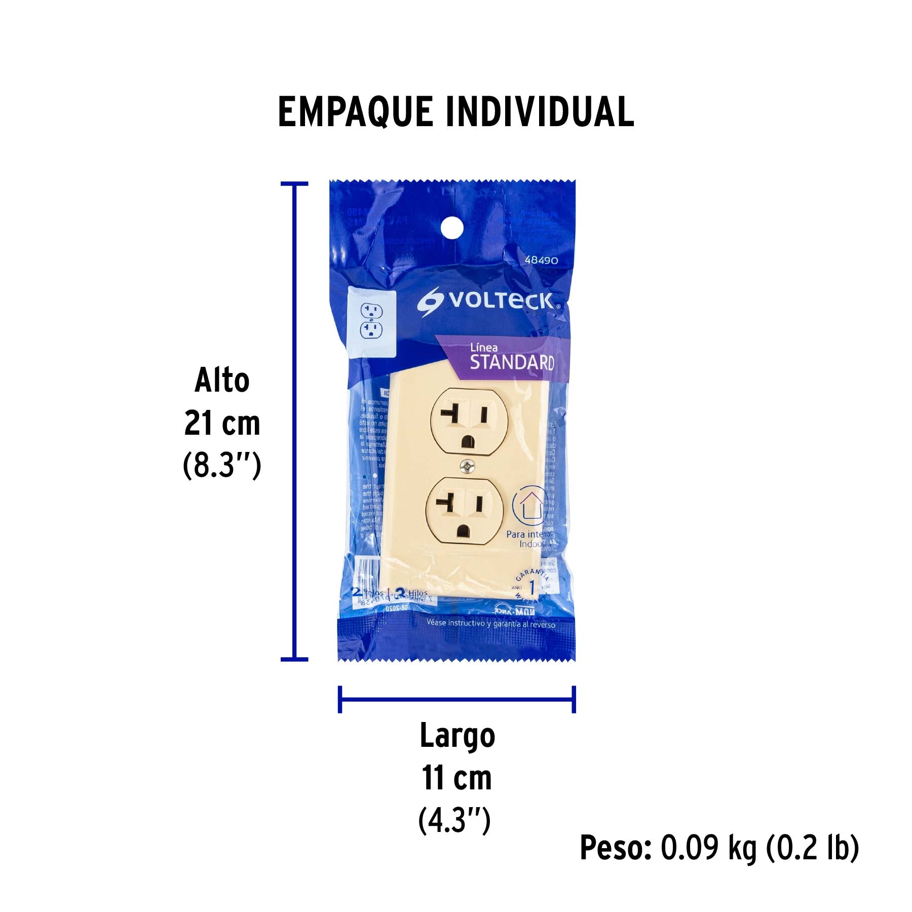 Contacto dúplex, 2 polos 3 hilos, 20 A, Standard, marfil
