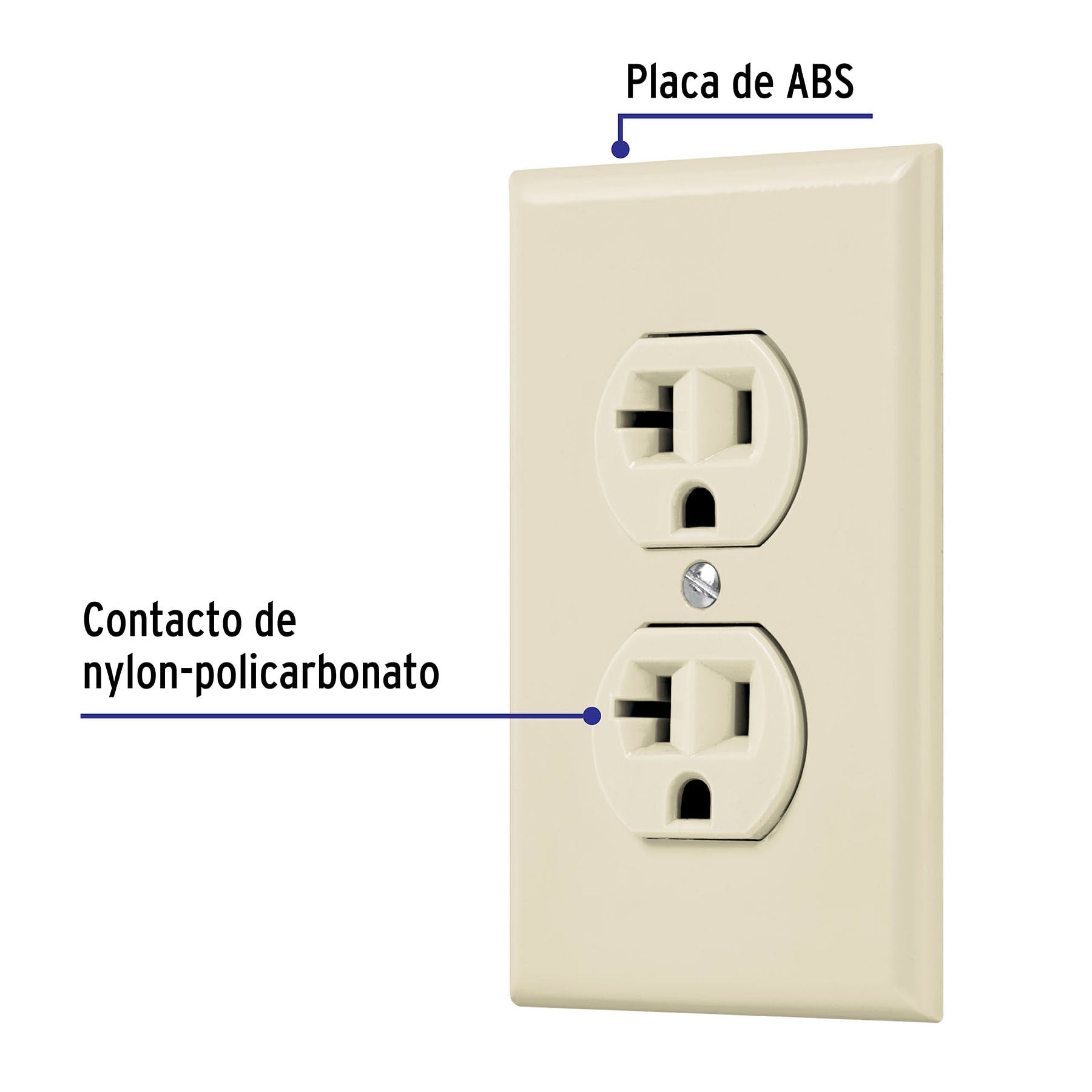 Contacto dúplex, 2 polos 3 hilos, 20 A, Standard, marfil