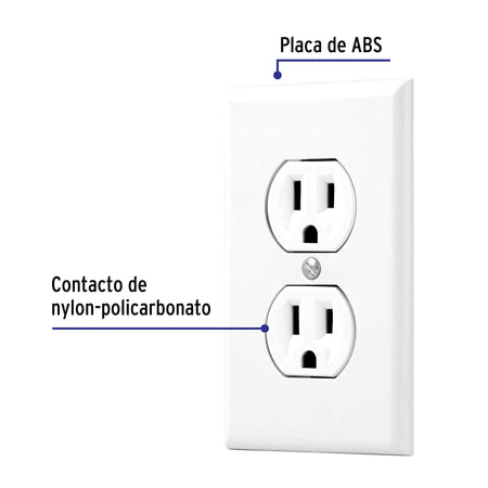 Placa armada 2 contactos polarizados blanca Linea Standard