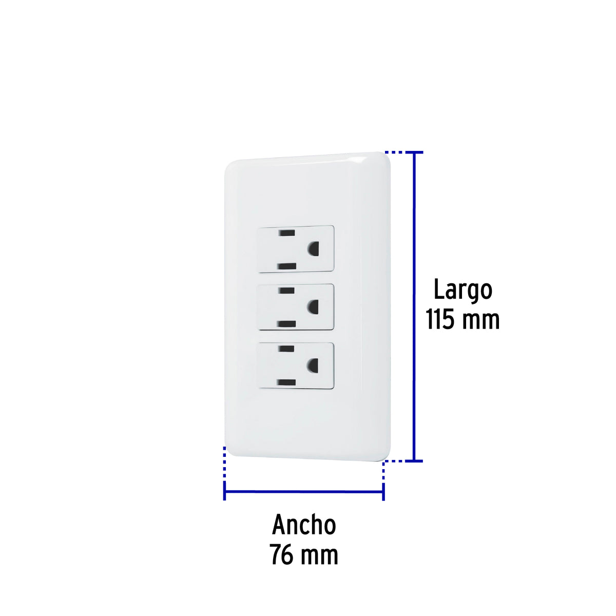 Placa armada con 3 contactos, Volteck Basic