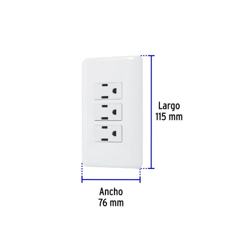 Placa armada con 3 contactos, Volteck Basic