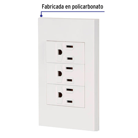 Placa armada 3 contactos, 1 módulo, Española, blanco