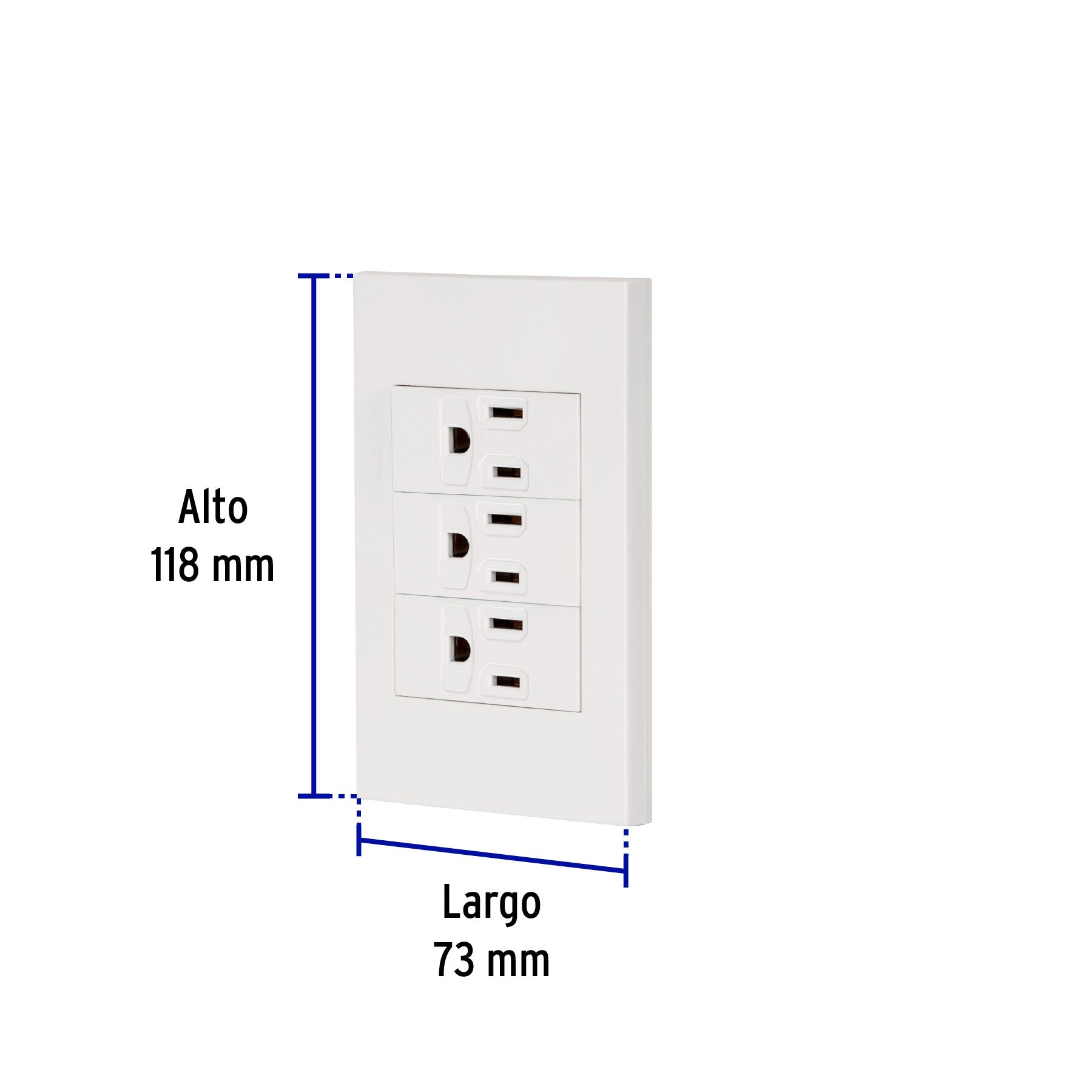 Placa armada 3 contactos, 1 módulo, Española, blanco