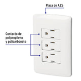 Placa armada 3 contactos aterrizados, blanco, línea Italiana blanco