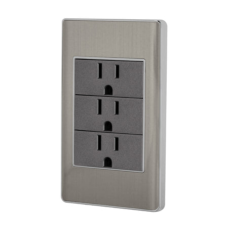 Placa armada acero inox 3 contactos 1 modulo Lisboa