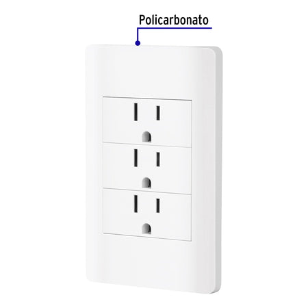 Placa armada 3 contactos 1 modulo Lisboa Volteck blanca