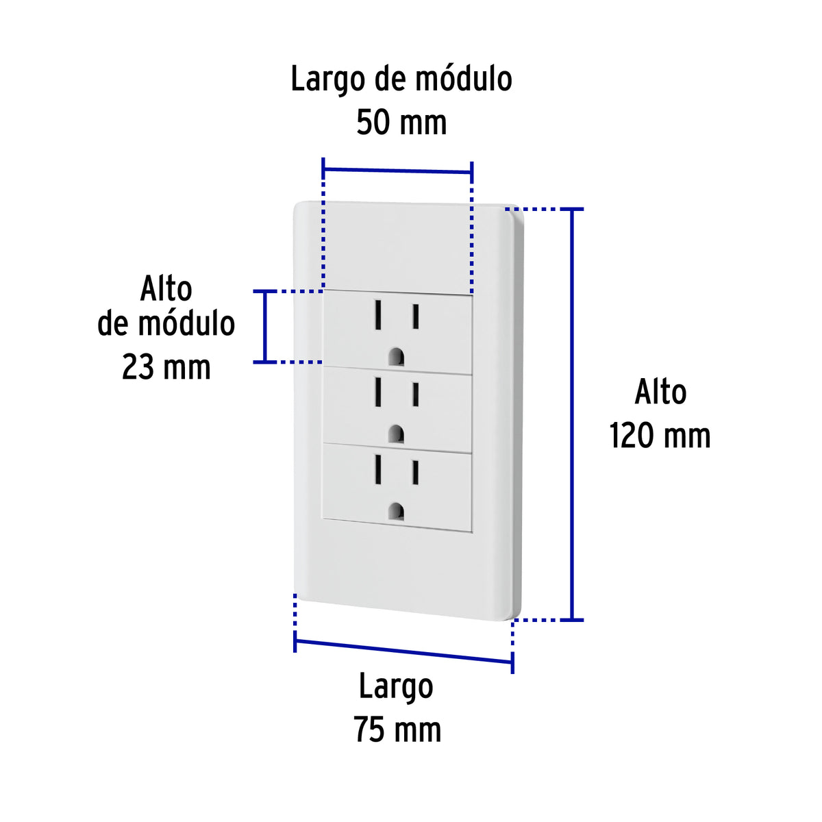 Placa armada 3 contactos 1 modulo Lisboa Volteck blanca