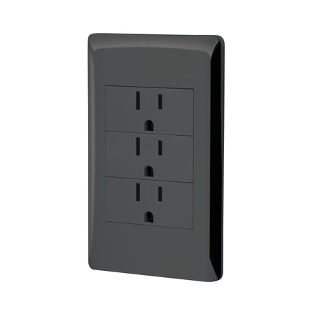 Placa armada 3 contactos 1 modulo Lisboa Volteck negra