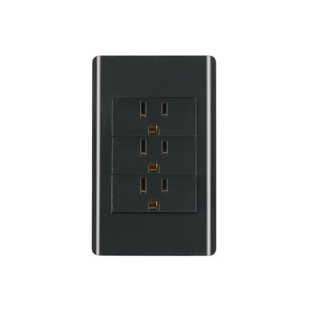 Placa armada 3 contactos 1 modulo Lisboa Volteck negra