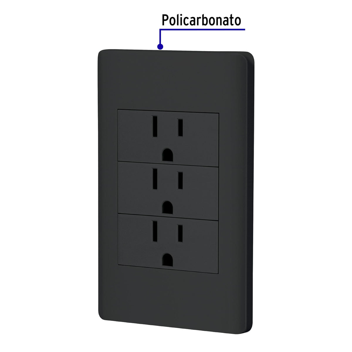 Placa armada 3 contactos 1 modulo Lisboa Volteck negra