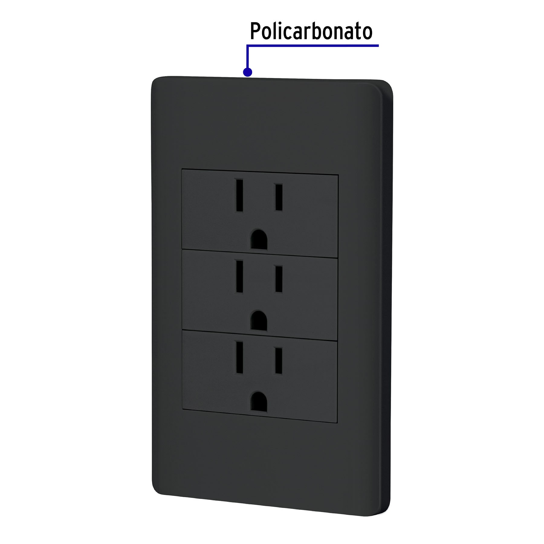 Placa armada 3 contactos 1 modulo Lisboa Volteck negra
