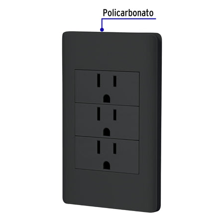 Placa armada 3 contactos 1 modulo Lisboa Volteck negra