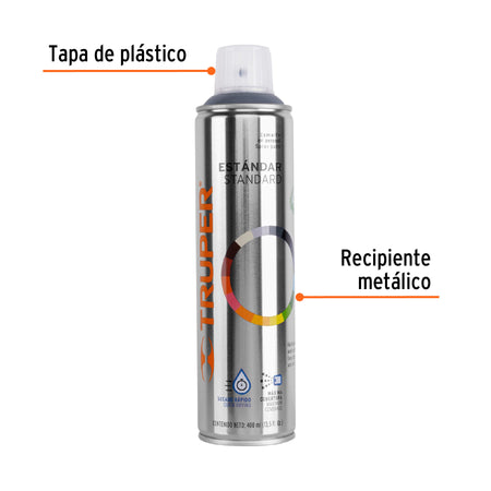 Pintura en aerosol, gris acero, bote tradicional, 400 ml