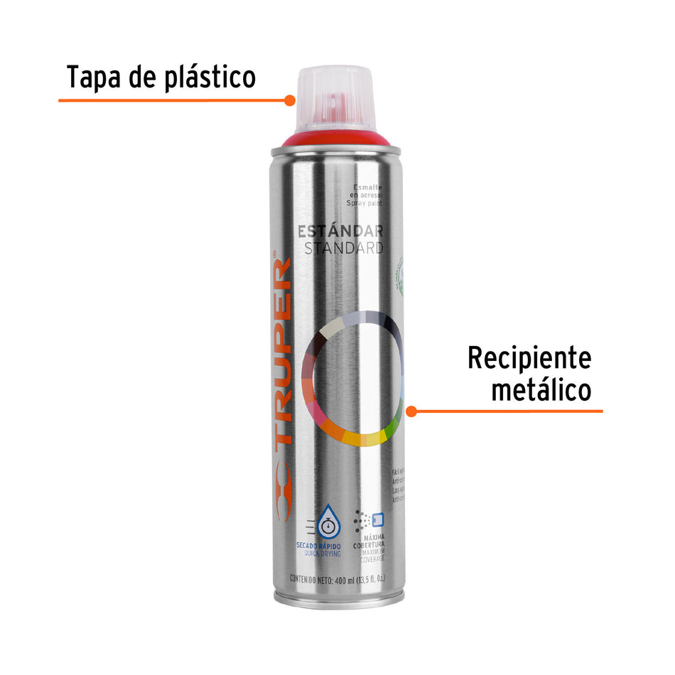 Pintura en aerosol, rojo seguridad, bote tradicional, 400 ml