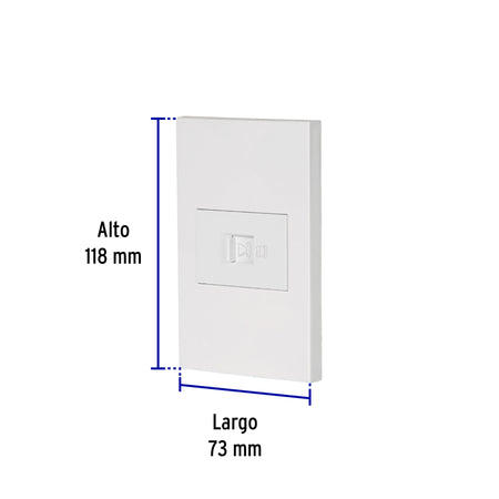 Placa armada 1 toma para teléfono, 1.5 mod, Española, blanco