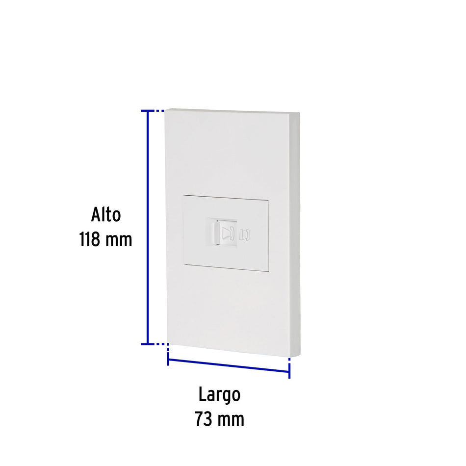 Placa armada 1 toma para teléfono, 1.5 mod, Española, blanco