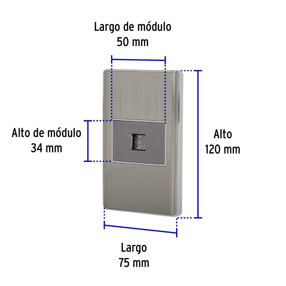 Placa armada acero inox 1 toma para teléfono 1.5 mód, Lisboa