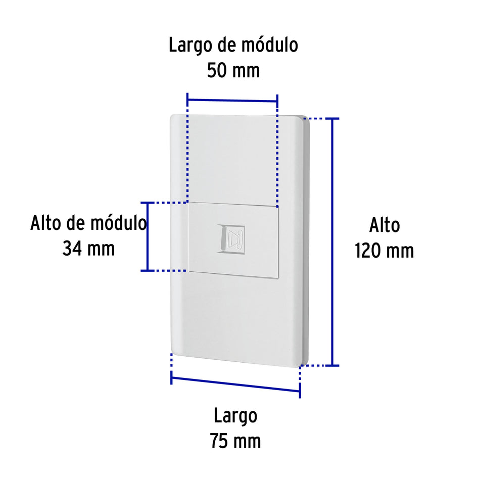 Placa armada blanca 1 toma para teléfono 1.5 mód, Lisboa