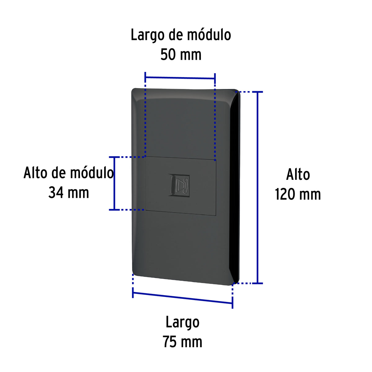 Placa armada negra 1 toma para teléfono 1.5 mód, Lisboa