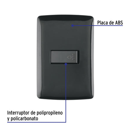 Placa armada con timbre, negro, línea Italiana, Volteck