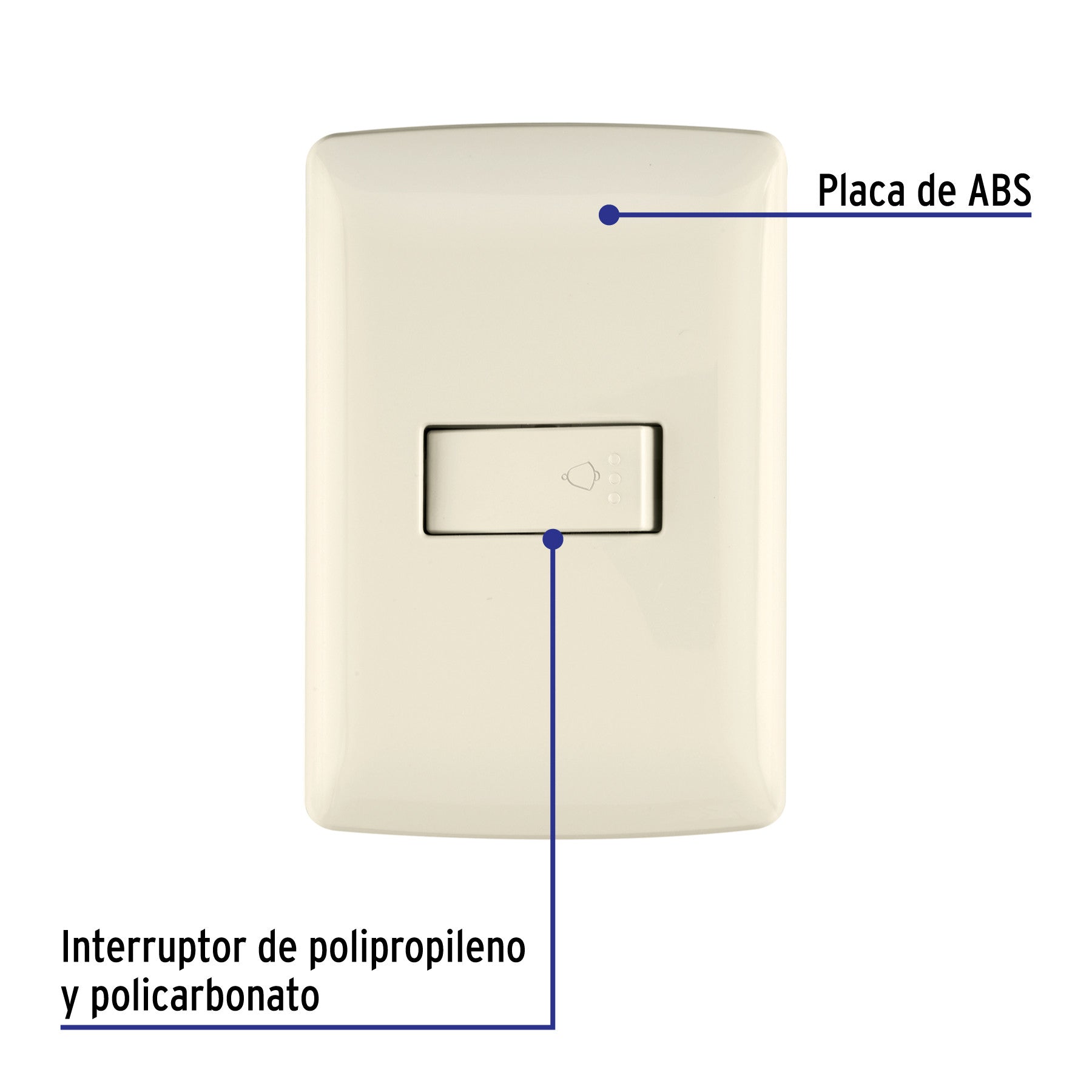 Placa armada con timbre, plata, línea Italiana, Volteck