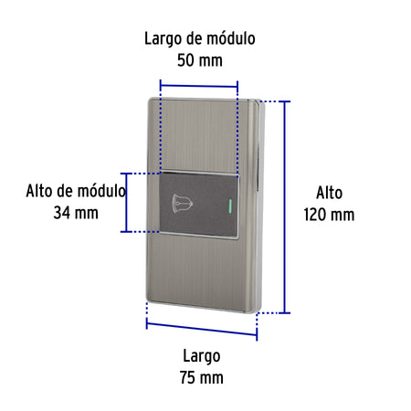 Placa armada acero 1 interruptor de timbre 1.5 mód, Lisboa