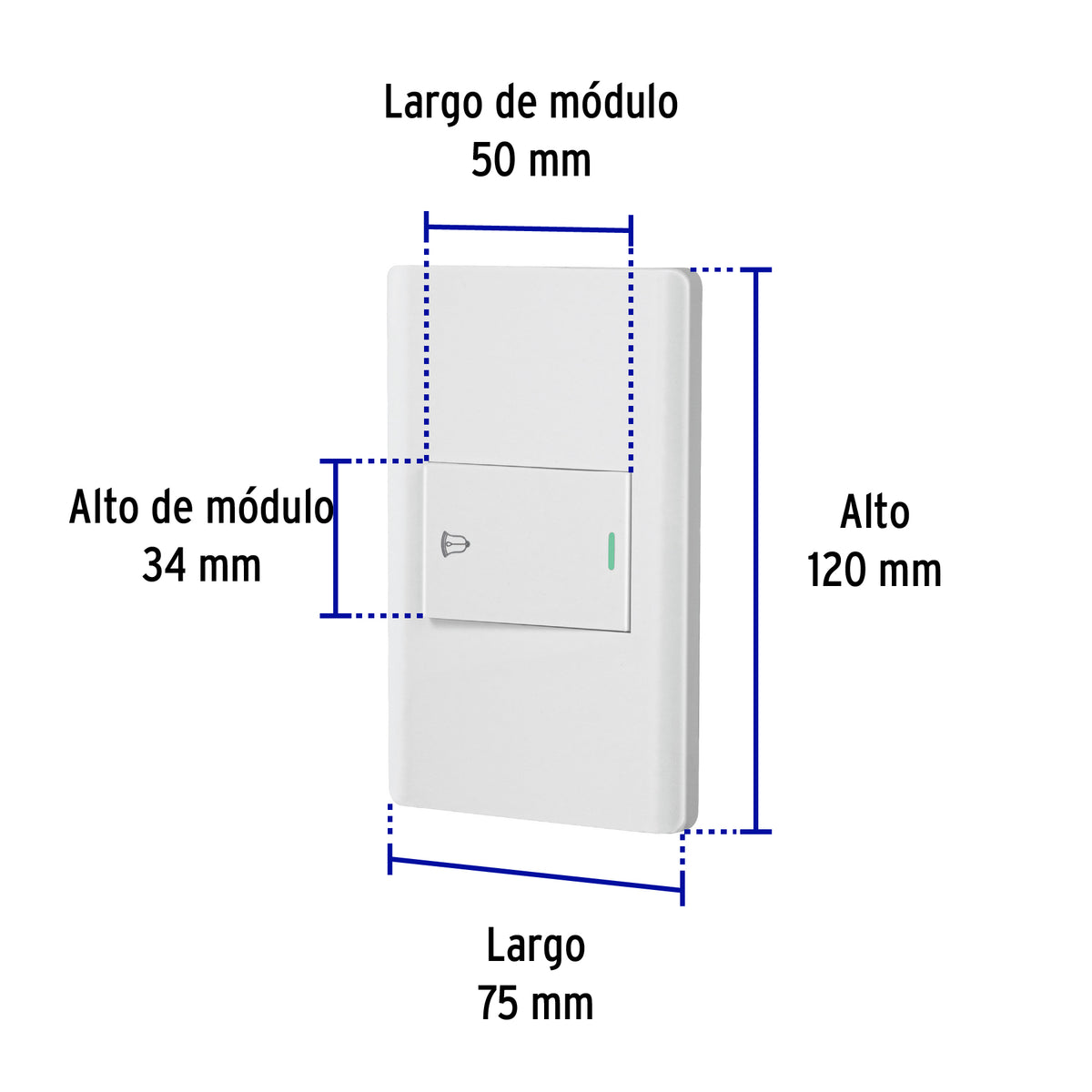 Placa armada blanca 1 interruptor de timbre 1.5 mód, Lisboa