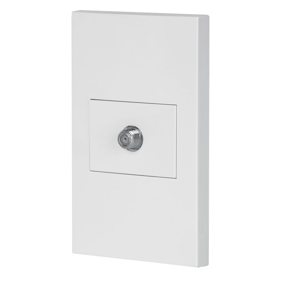 Placa armada 1 toma de TV, 1.5 módulos, Española, blanco