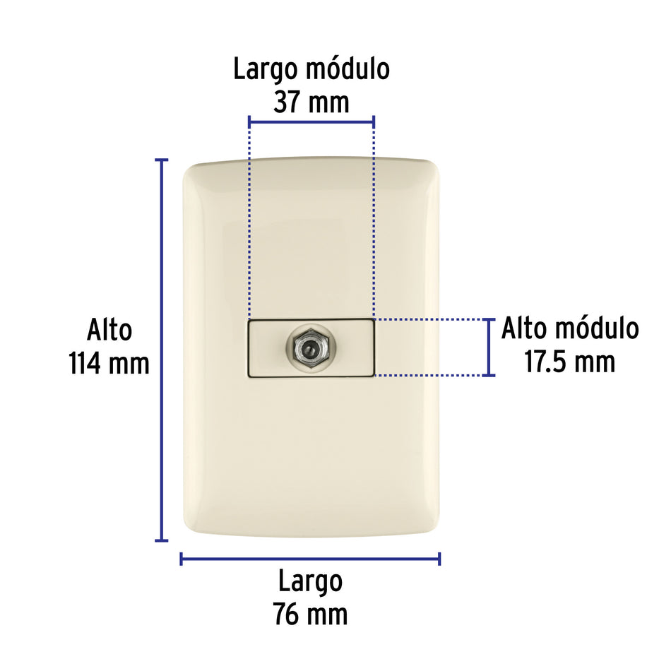 Placa armada con conexión para TV, marfil, línea Italiana