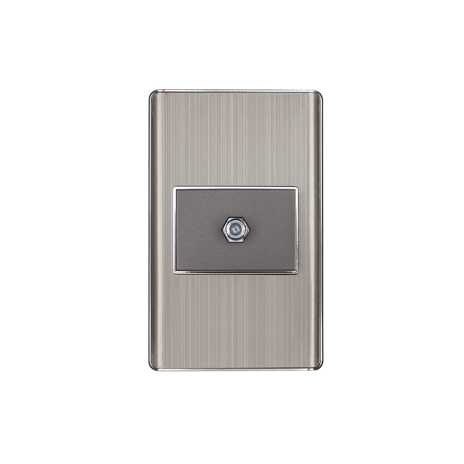 Placa armada acero inox 1 toma de TV, 1.5 módulos, Lisboa