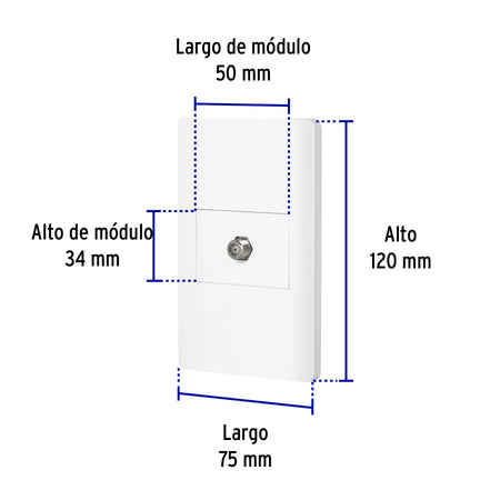 Placa armada blanca 1 toma de TV, 1.5 módulos, Lisboa