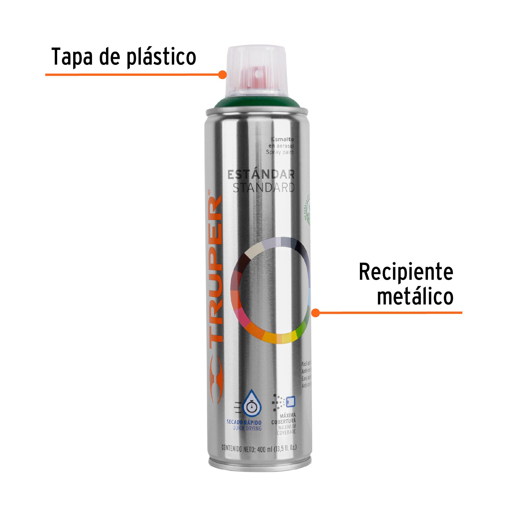 Pintura en aerosol, verde hoja, bote tradicional, 400 ml