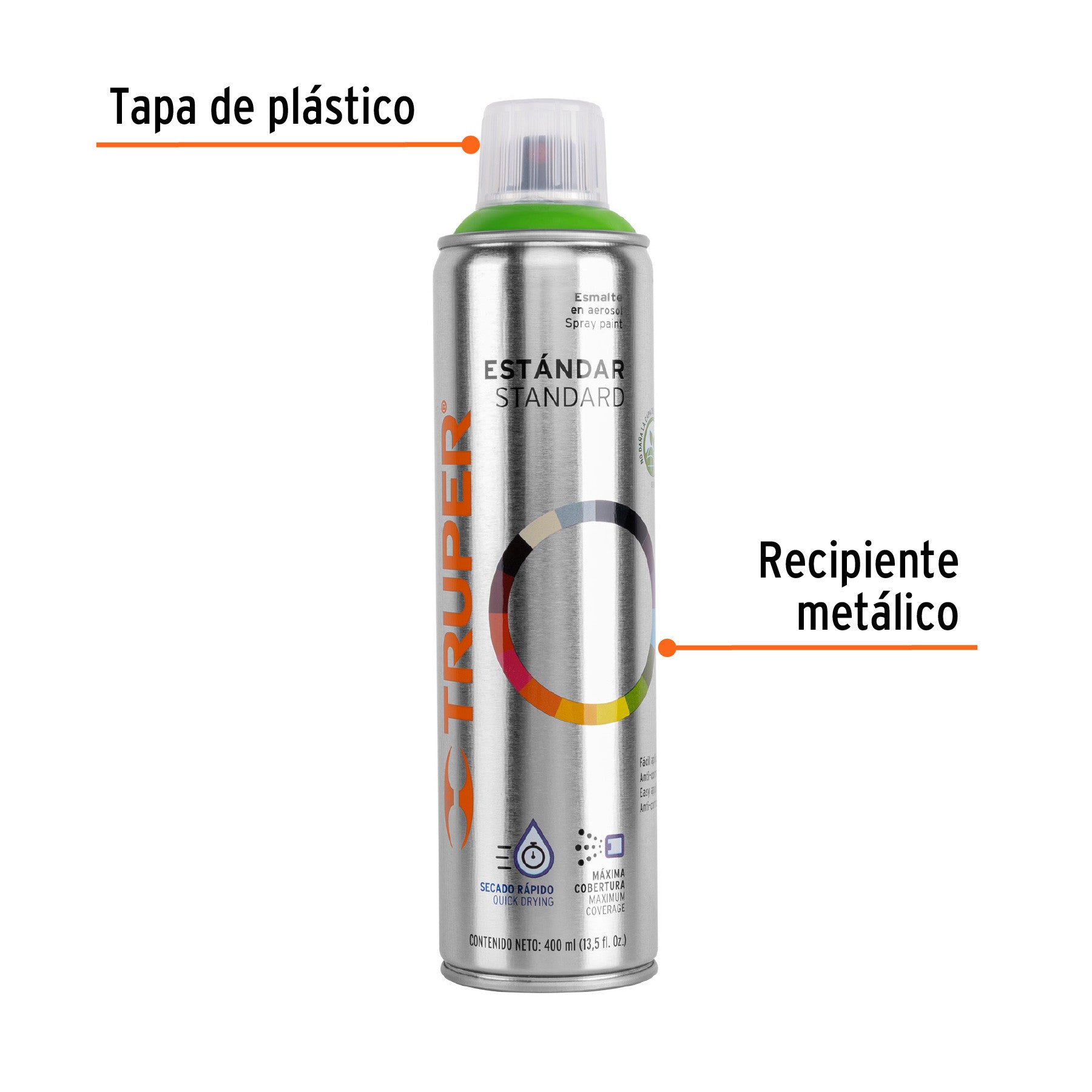 Pintura en aerosol, verde manzana, bote tradicional, 400 ml