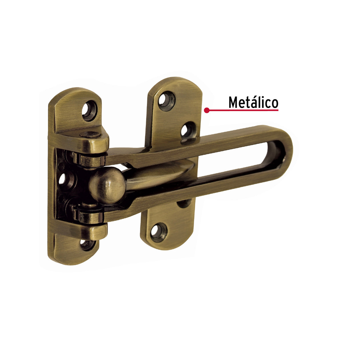 Desc Pasador abatible para puerta, acabado latonado, HERMEX