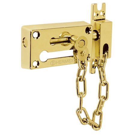 Pasador con cadena para puerta acabado HERMEX laton