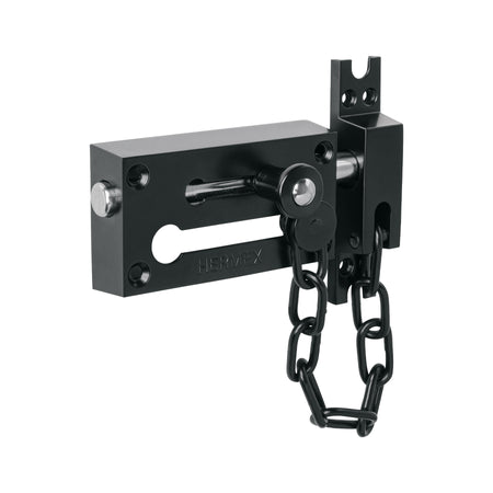 Pasador con cadena para puerta acabado HERMEX negro