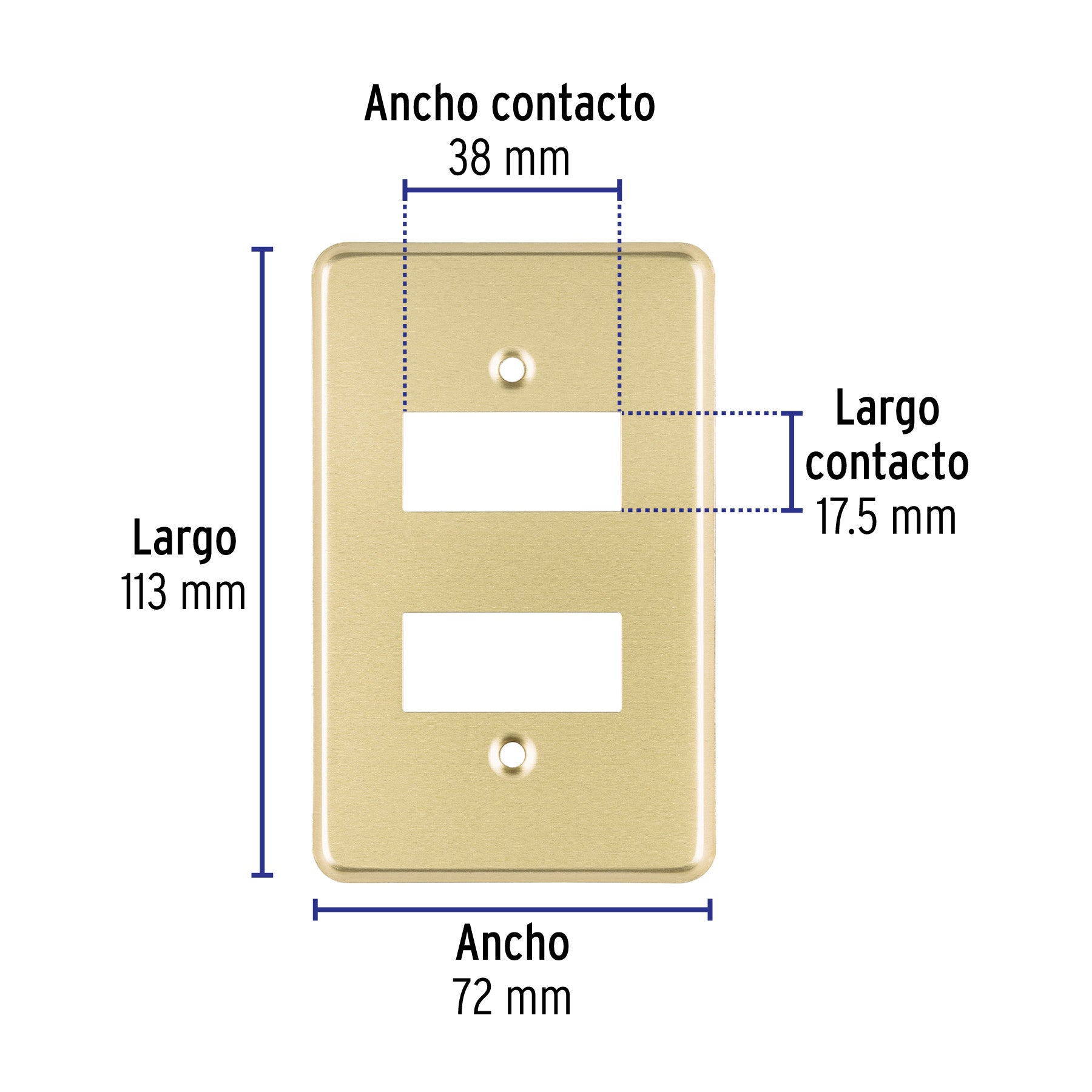 Placa 2 módulos, de aluminio, línea Económica, Volteck