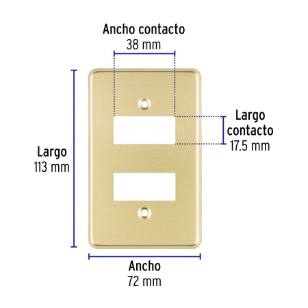 Placa 2 módulos, de aluminio, línea Económica, Volteck