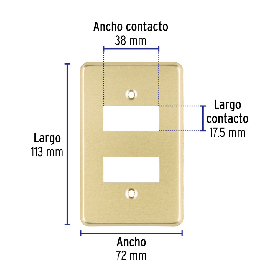 Placa 2 módulos, de aluminio, línea Económica, Volteck