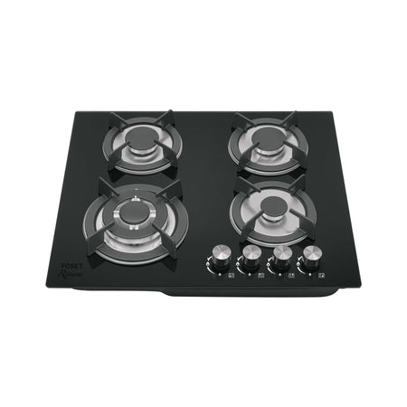 Parrilla gas empotrable 60cm 4 quem vidrio negro RIVIERA