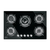 Parrilla gas empotrable 75cm, 5 quem, vidrio negro, RIVIERA