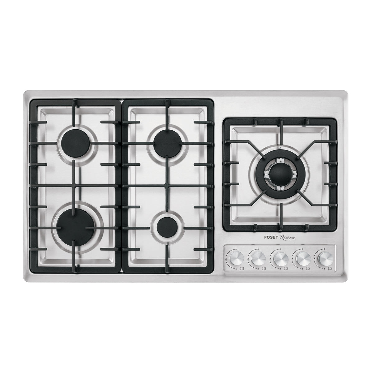 Parrilla gas empotrable 90cm 5 quem lateral inox RIVIERA