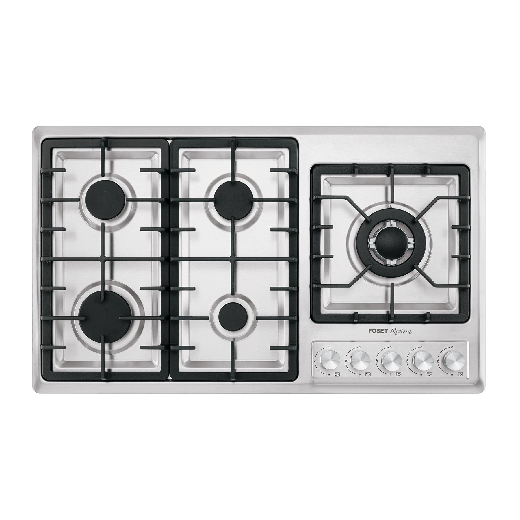 Parrilla gas empotrable 90cm 5 quem lateral inox RIVIERA