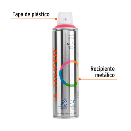 Pintura en aerosol, rosa neón, bote tradicional, 400 ml