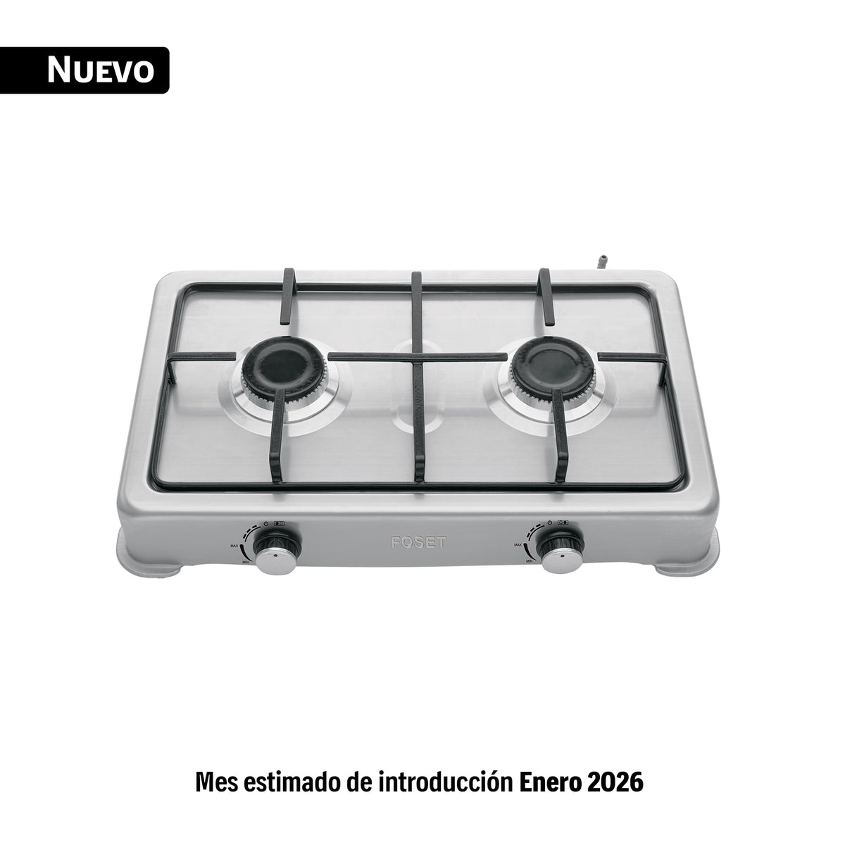Parrilla de gas de sobreponer,2 quemadores, inox, FOSET AERO